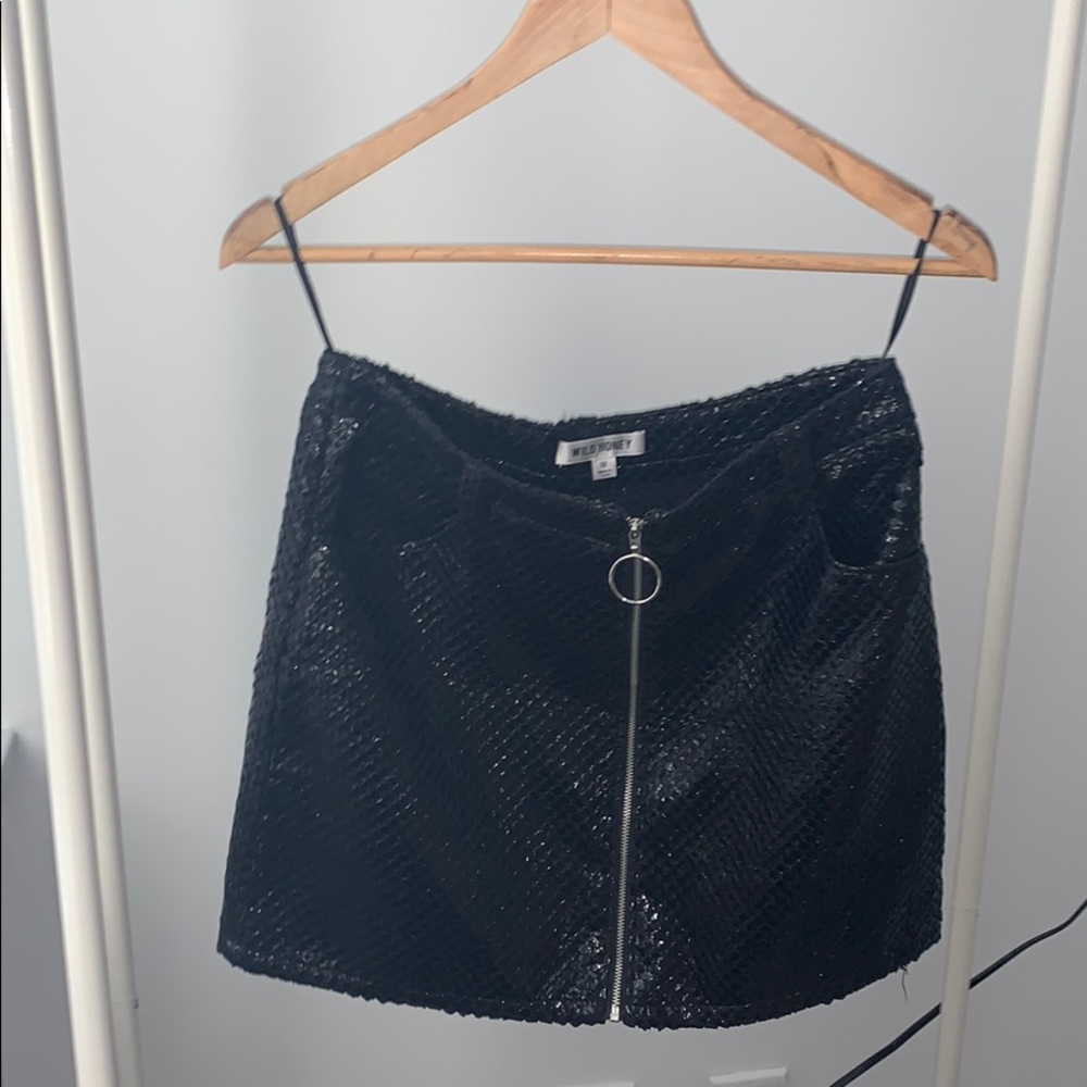 Black Glossy Snakeskin Skirt
